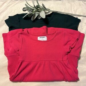 Old Navy Rib-Knit Short Sleeve Tiered Dress - Lot of 2